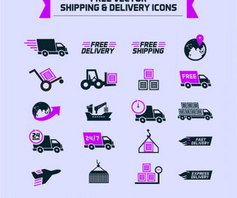 Free Shipping Delivery Vector Icon Set
