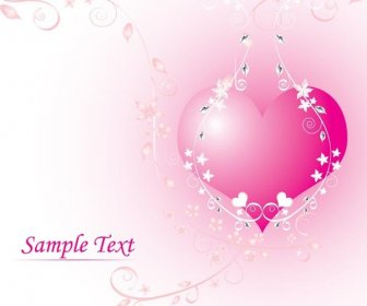 Free Valentines Day Vector Heart With Floral Pendant Card Template