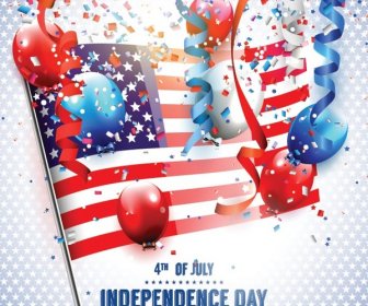 Free Vector Abstract Celebration Flag And Balloons On Usa Independence Day