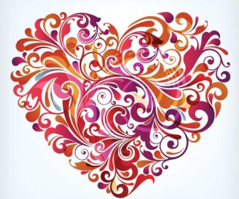 Free Vector Abstract Colorful Floral Art Shape Made Heart