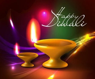 免費向量抽象五顏六色的線條背景上快樂的 Diwali 範本
