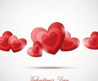 輝くハート バレンタインの日グリーティング カード無料ベクトル抽象