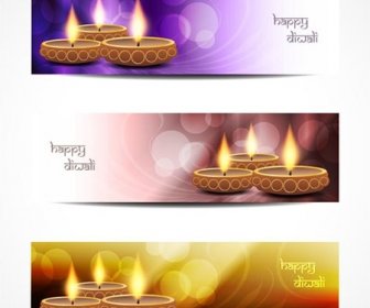 Kostenlose Vektor Abstrakte Leuchtende Linien Happy Diwali Banner Vorlage