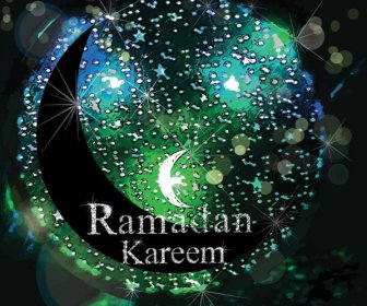 Бесплатные Векторные Аннотация светящейся полнолуния Рамадан Карим