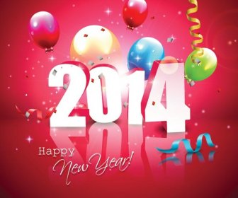 無料ベクトル抽象的な幸せな新しい Year14 お祝い赤背景