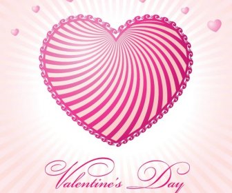 Kartu Ucapan Gratis Vektor Abstrak Hati Valentine Hari Merah Muda