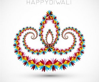 Pola Logo Vektor Gratis Artistik Happy Diwali Bunga