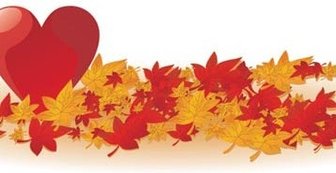 自由向量秋天落葉與紅色心臟 Valentine8217 卡片
