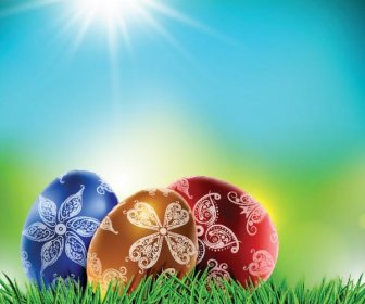 Vettore Libero Bella Opera D'arte Sull'uovo Di Pasqua