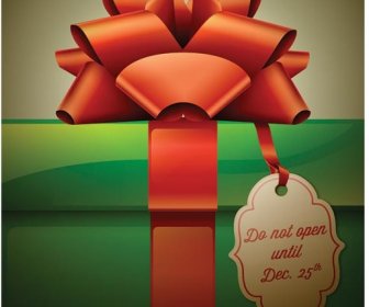 Free Vector Beautiful Bow On Christmas Gift Box