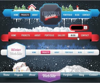 무료 벡터 아름 다운 크리스마스 웹사이트 헤더 메뉴 디자인 설정