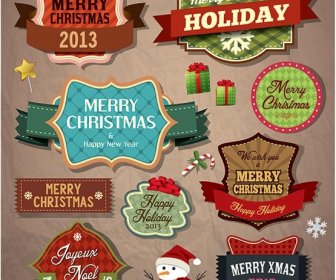 Бесплатные Векторные красивая коллекция марочных рождественских этикеток