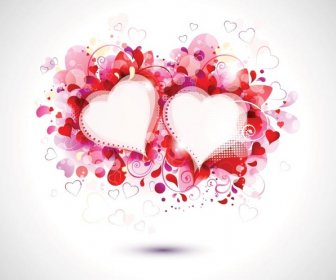 Vektor Gratis Indah Bunga Seni Cinta Bentuk Kartu Hari Valentine8217s