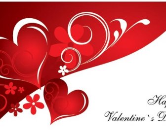 เวกเตอร์ฟรีสวยศิลปะดอกไม้กับหัวใจ Valentine8217s วันรักการ์ด