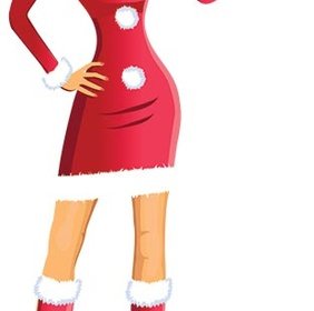 Бесплатные Векторные красивая девушка в костюме Санта