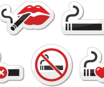 Бесплатный векторный набор красивых глянцевых не иконок для некурящих