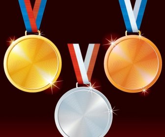 無料ベクターの美しいゴールド × シルバー、銅オリンピック メダル