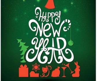 Free Vector Beautiful Happy New Year Typography Christmas Poster