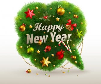 Free Vector Beautiful Heart Shape Christmas Bubble For Speech With Happy New Year Text