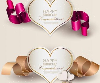 Free Vector Beautiful Paper Cutting Heart With Ribbons