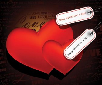 Бесплатные Векторные красивые красные сердца с тегом день Valentine8217s