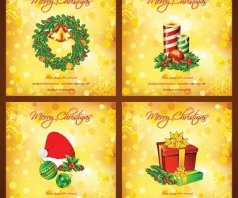 Бесплатные Векторные красивый набор рождественских приглашения карты