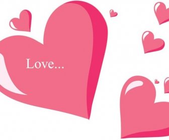 Free Vector Beautiful Set Of Pink Love Heart