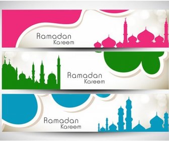 Бесплатные Векторные красивый набор Рамадан Карим шаблон сайта баннер