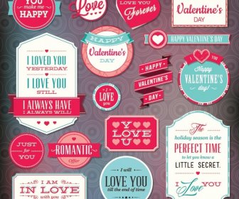 Free Vector Beautiful Set Of Vintage Valentine8217s Day Badges