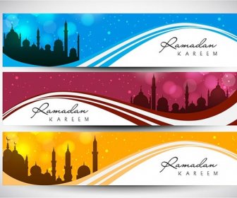 Бесплатные Векторные красивый набор сайте Рамадан Карим баннер