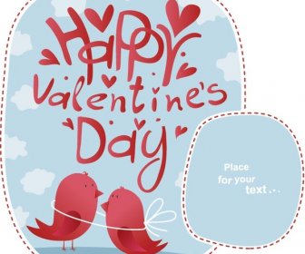 Vektor Gratis Kartu Cinta Menciak Indah Burung Valentine Hari