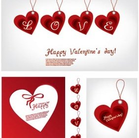 Vektor Gratis Cinta Hari Valentine Yang Indah Kartu Set