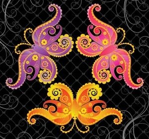 無料美しいヴィンテージ蝶ロゴのデザイン要素をベクトル