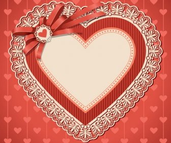 無料ベクター美しいビンテージ ハート型枠 Valentine8217s 愛カード
