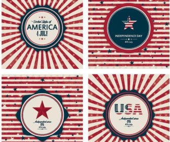 Free Vector Beautiful Vintage Style Independence Day Wallpaper Set