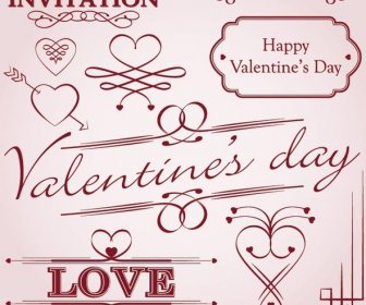 無料美しいヴィンテージ Valentine8217s 日装飾デザイン要素をベクトル