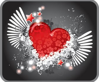 Sayap Vektor Gratis Yang Indah Di Sekitar Hati Hari Valentine