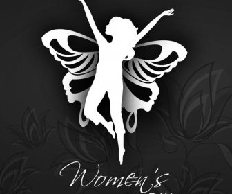 Vektor Gratis Wanita Cantik Dengan Kupu-kupu Sayap Wallpaper