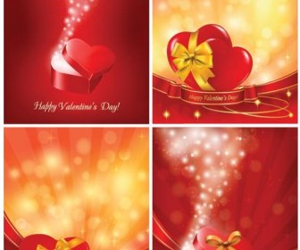 Free Vector Beautiful 3d Gift Box Valentine Day Wallpaper Set