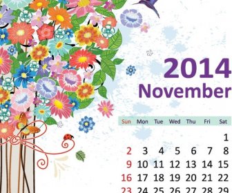 Vector Gratis De Aves Y Calendario Flower14