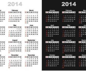 Calendario De Vector Libre Negro Y White14
