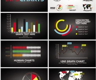 elemen desain vektor gratis hitam infographic chart template