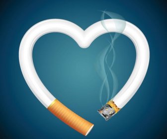 Vektor Gratis Membakar Rokok Di Jantung Bentuk