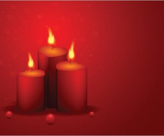 Vektor Gratis Lilin Bersinar Pada Latar Belakang Merah Cinta