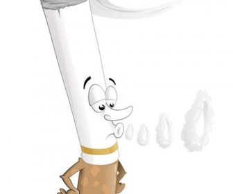 Vektor Gratis Karakter Kartun Rokok Clipart Meniup Asap