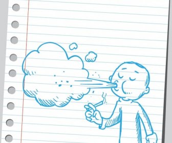 Free Vector Cartoon Mann Rauchen Skizzieren Auf Papier