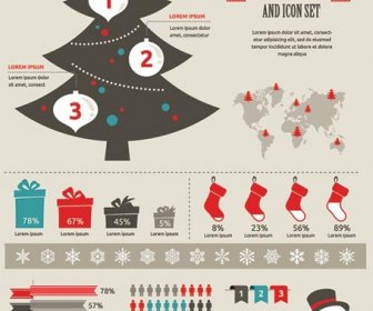 vektor gratis Natal datar infographic grafik dan elemen data