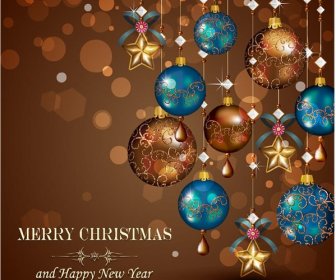 Бесплатные векторные рождественские цветочного искусства шар висит на коричневый фон