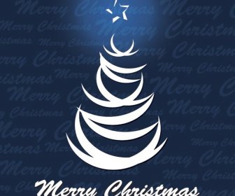 Free Vector Christmas Line Tree Greeting Card