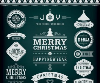 Free Vector Christmas Set Of Vintage Labels